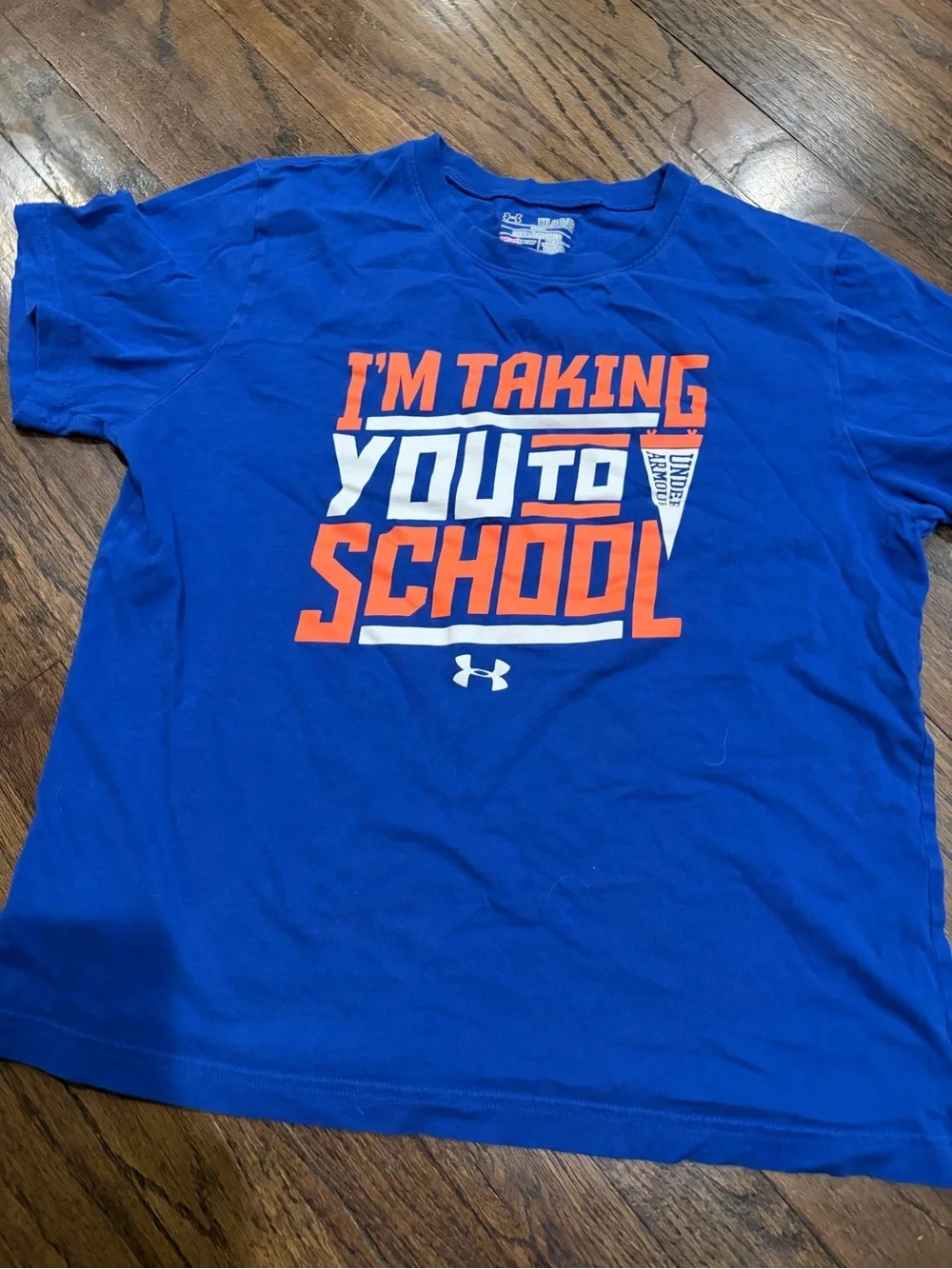 Under Armour Boys Royal Blue Graphic 'I'm Taking You to School' Tee